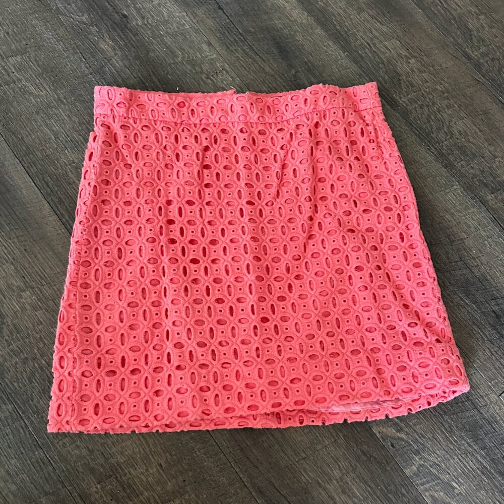 J. Crew Coral Eyelet Skirt